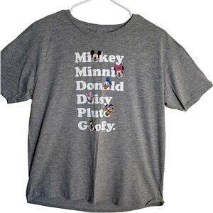 Instant Message Disney Mickey Minnie Donald Daisy Pluto Goofy Gray T-Shirt Small